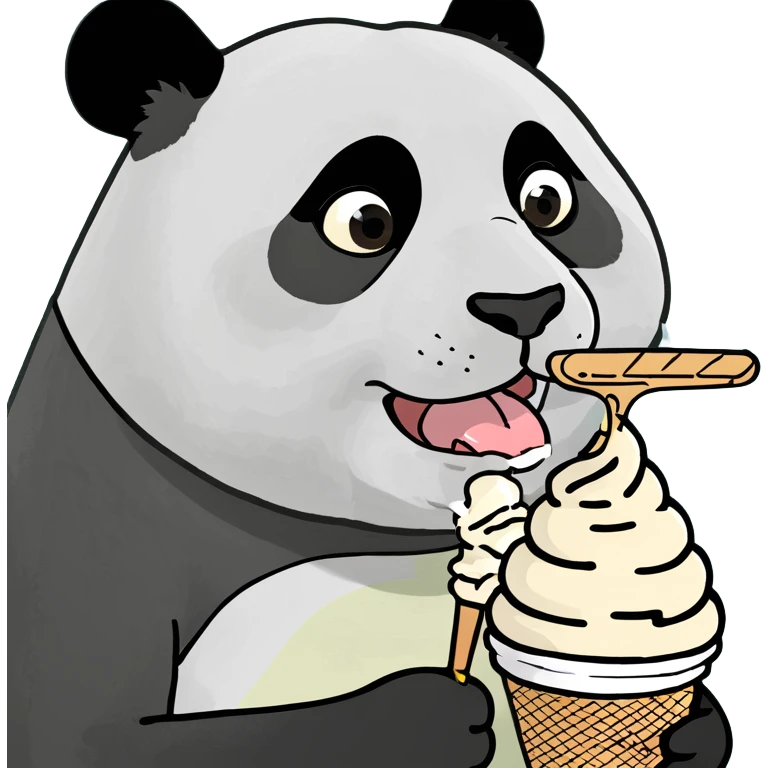 Panda eating ice cream emoji