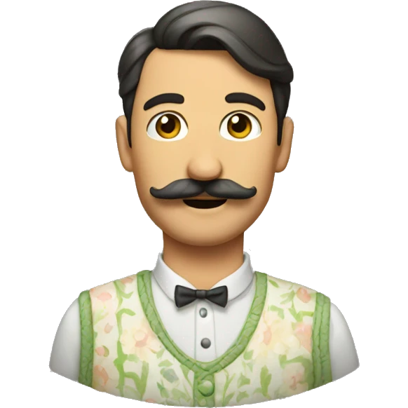 Men with moustaches and summer long dress emoji