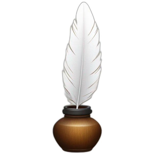 wood inkpot white feather emoji