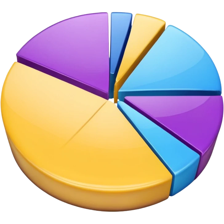 A pie chart with purple, yellow and blue colors only emoji