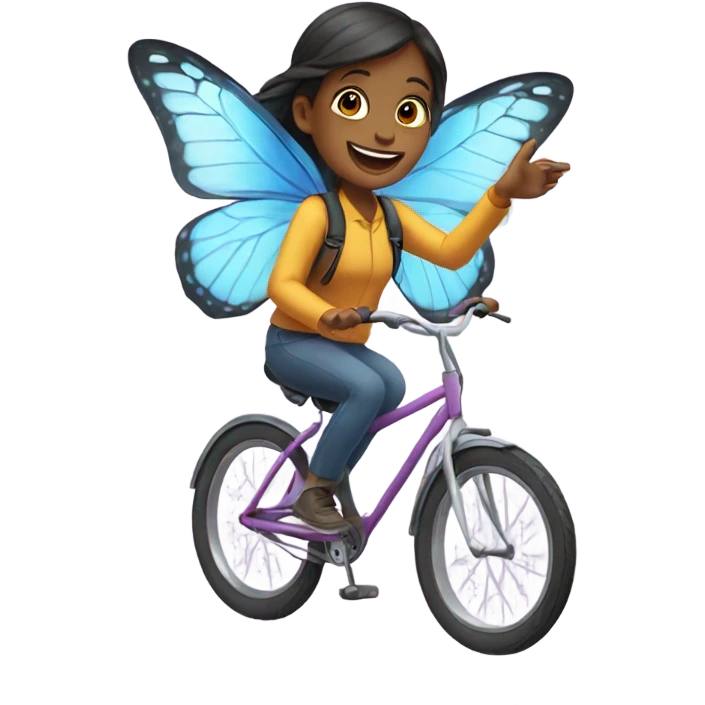 Girl saying hi riding butterfly emoji