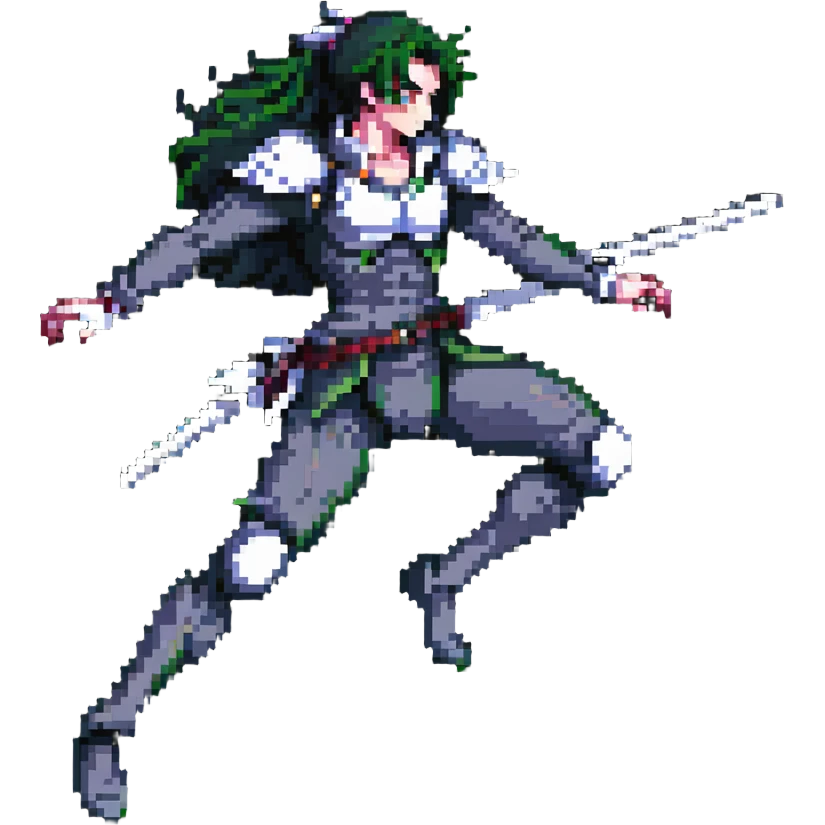 anime character in pixel art style with dramatic pose and action lines emoji