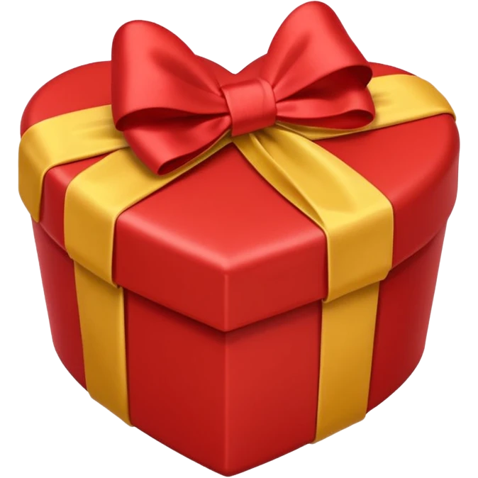 Heart-shaped red gift box present with yellow wrapping emoji