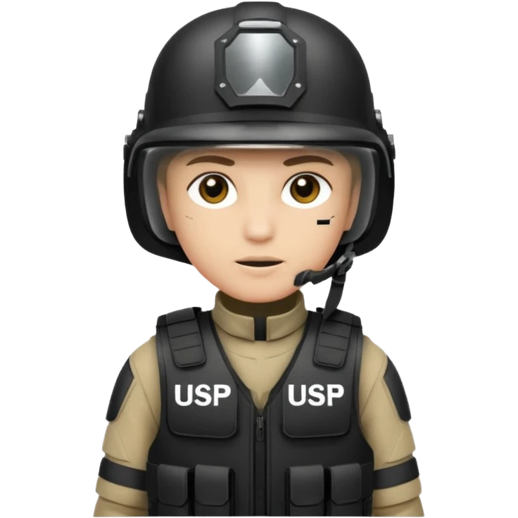 Swat mit Usp Aufschrift auf dem Helm und Weste emoji