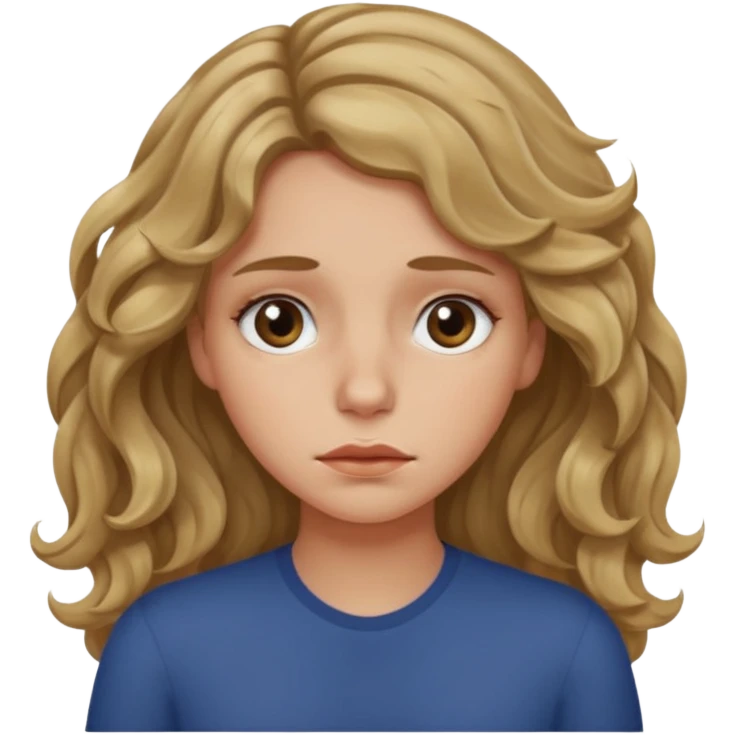 Exhausted dark blonde girl with waves emoji