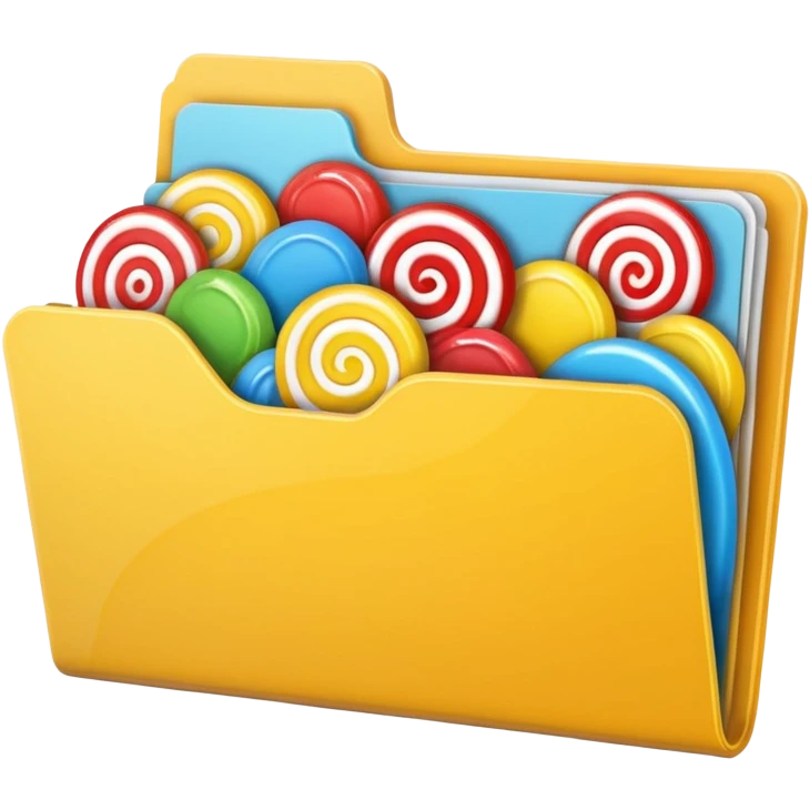 file folder with yellow candy picture on front emoji