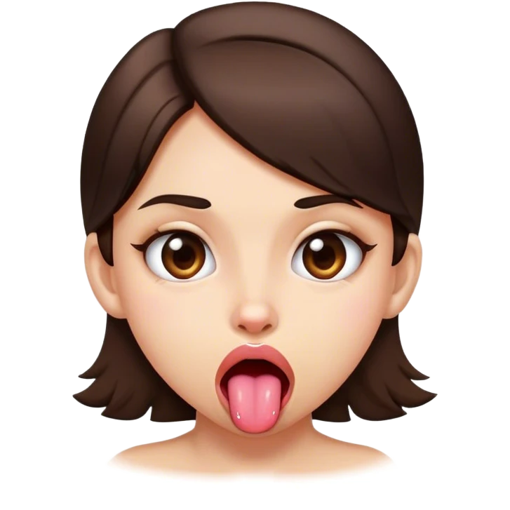 grossed out tongue out brunette pretty girl emoji