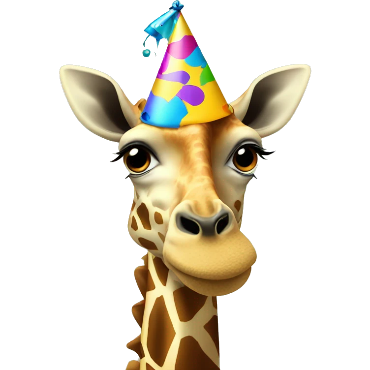 Giraffe with a party hat emoji