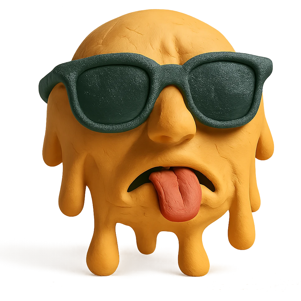 face with sunglasses, melting expression, feeling hot emoji