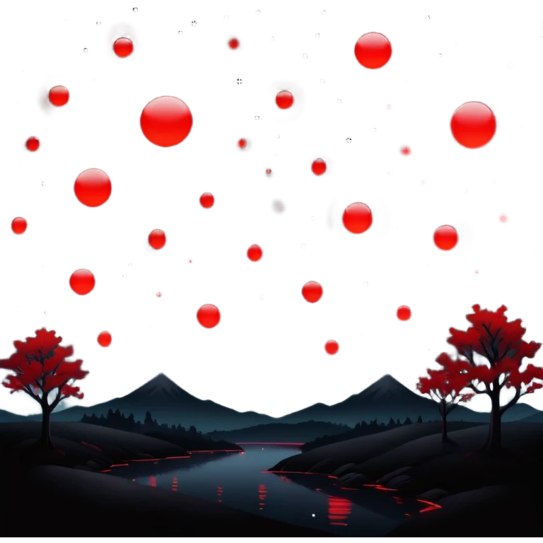 Edgy Black night sky crimson-blood-red glowing lights  Aesthetic scene scenery full picture  emoji