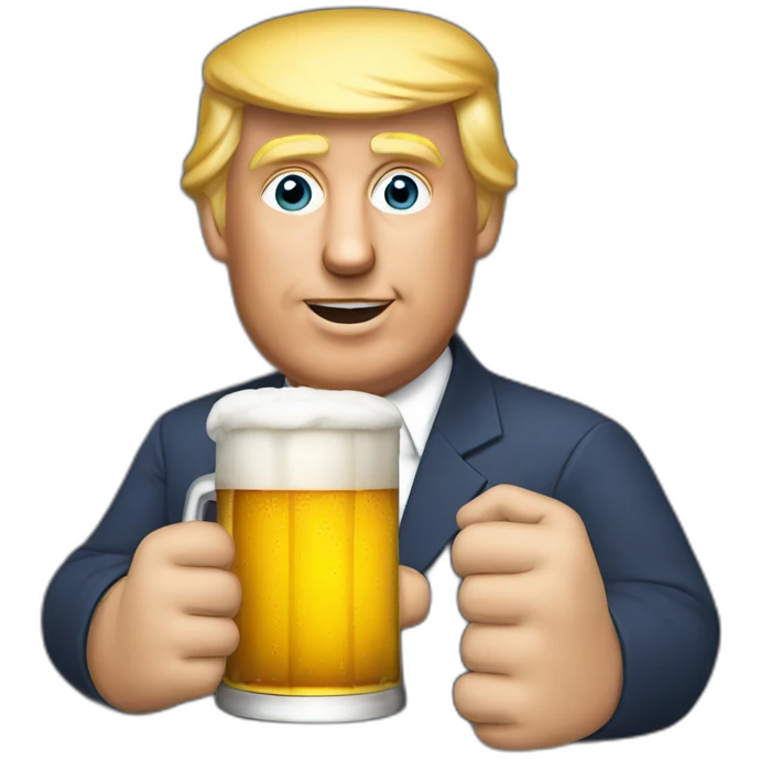 Trump drinking beer emoji