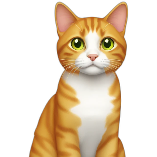 between yellow and green eyed orange tabby cat with white in her emoji