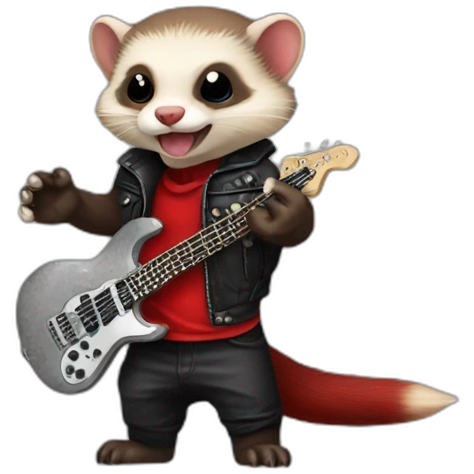 Red ferret wearing heavy metal clothing emoji