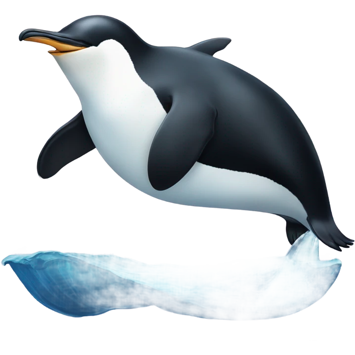 Penguin riding whale emoji