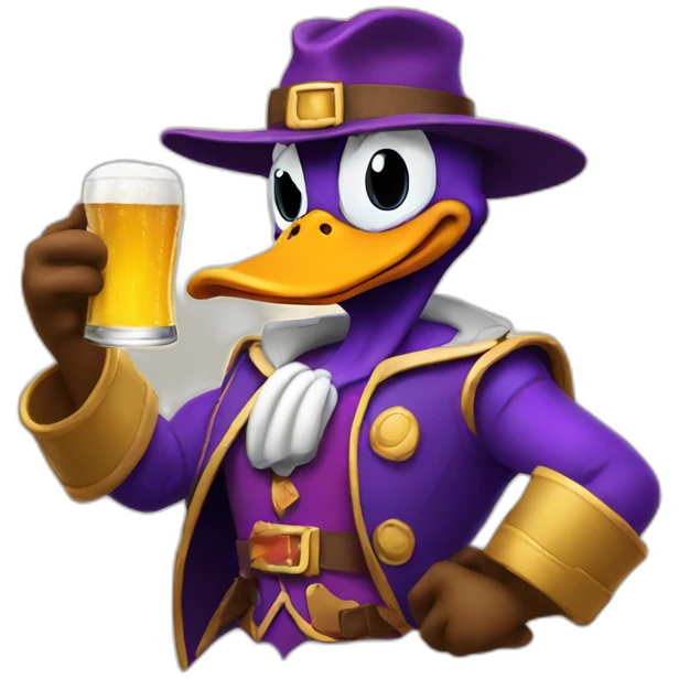 Darkwing Duck holding a beer emoji