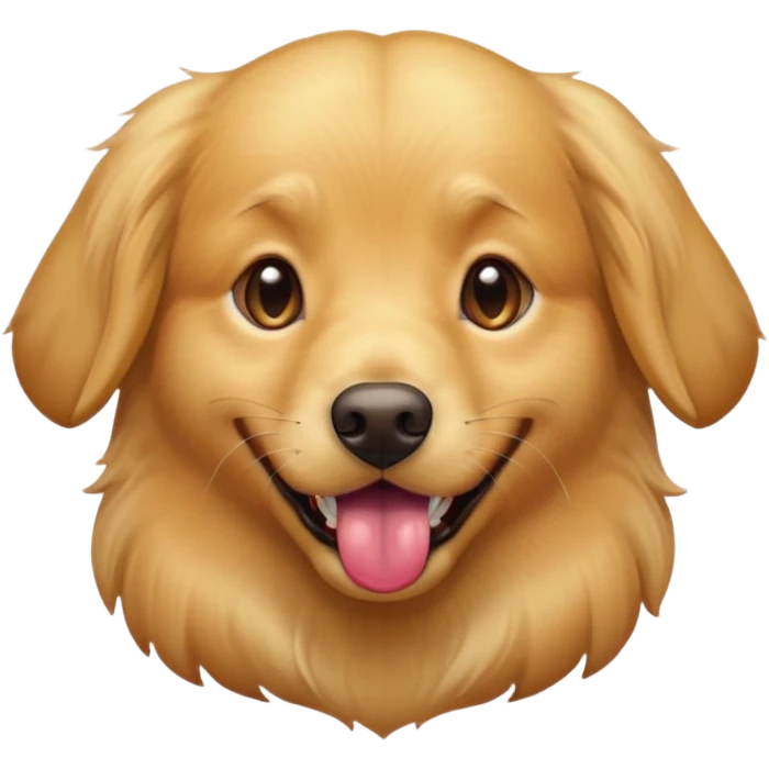 Golden retriever with his tongue out,eyes shining emoji