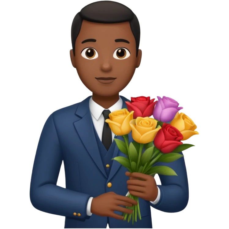 Black Male hand give a bogue of flowers emoji