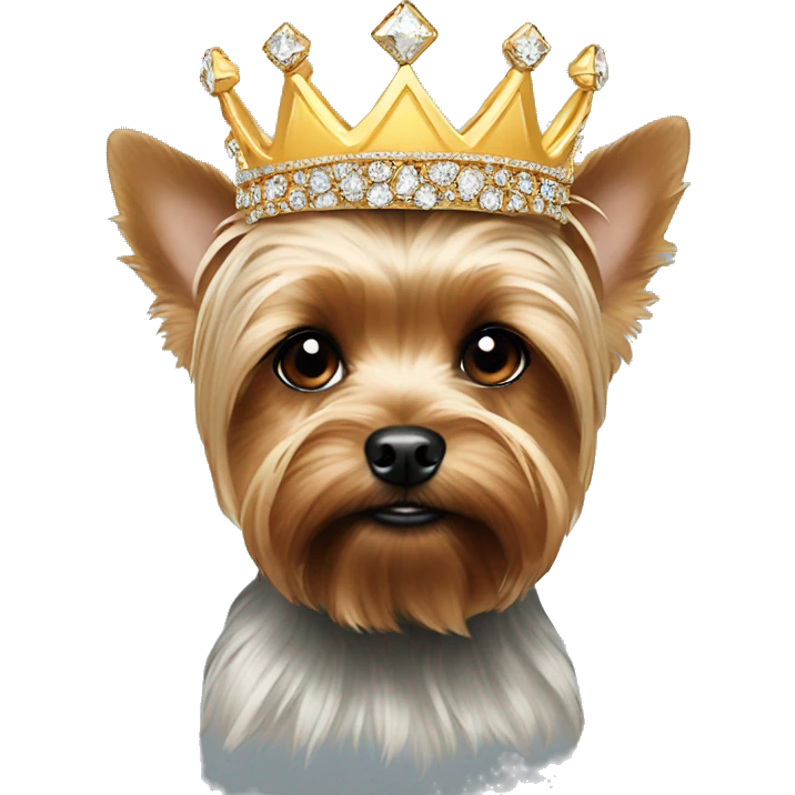 Yorkie's head in a crown of diamonds emoji