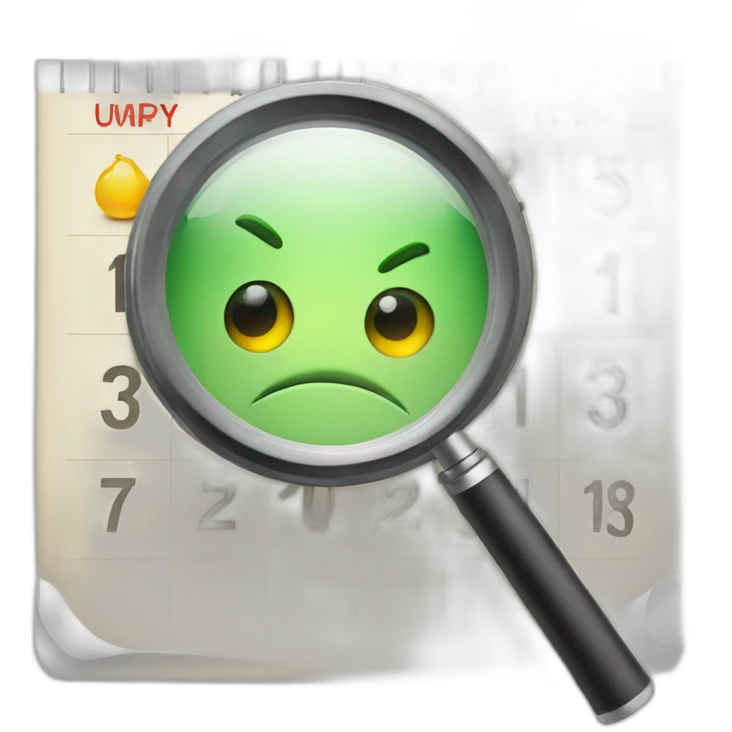Calendar with magnifying glass emoji