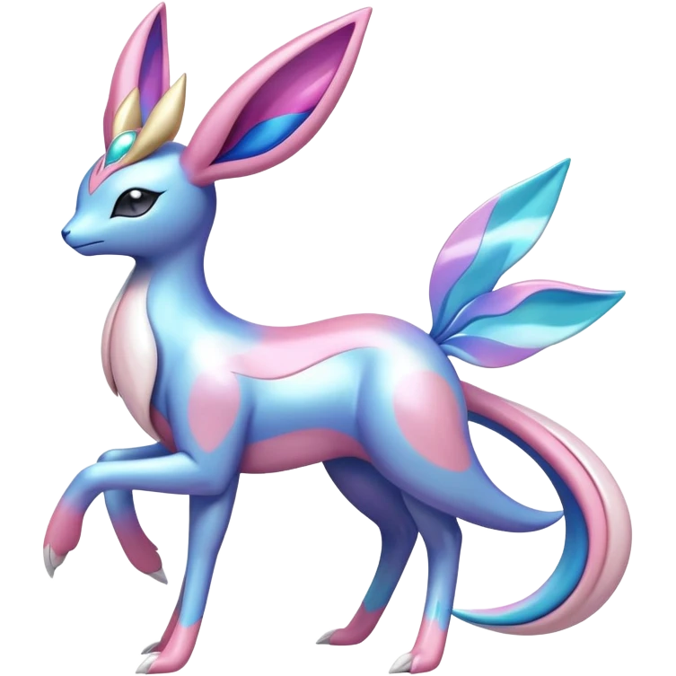 Colorful Shiny Exotic Cresselia-Sylveon-Suicune-Fakémon-hybrid-creature (full body)  emoji