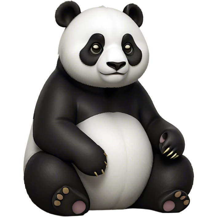 Cinematic Noble Panda Portrait Emoji, Poised and regal, with a robust, sturdy build and a strikingly contrasting black and white Fur, deep-set soulful dark eyes, Simplified yet sharp and sophisticated features, highly detailed, glowing with a soft, dignified glow, high shine, intelligent and gentle, stylized with an air of bamboo forest majesty, focused and attentive, soft glowing outline, capturing the essence of a watchful and confident companion, so majestic it feels as though it could lumber out of the screen with effortless authority! emoji
