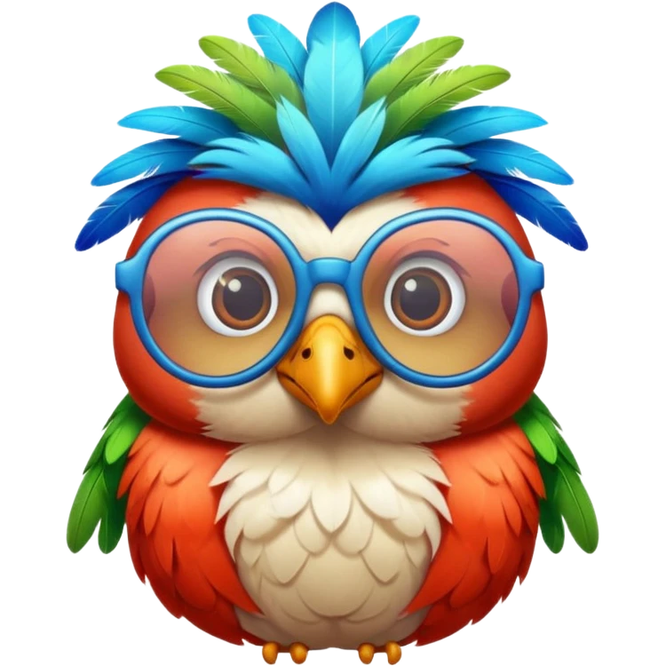 cool colorful bird with glassess emoji
