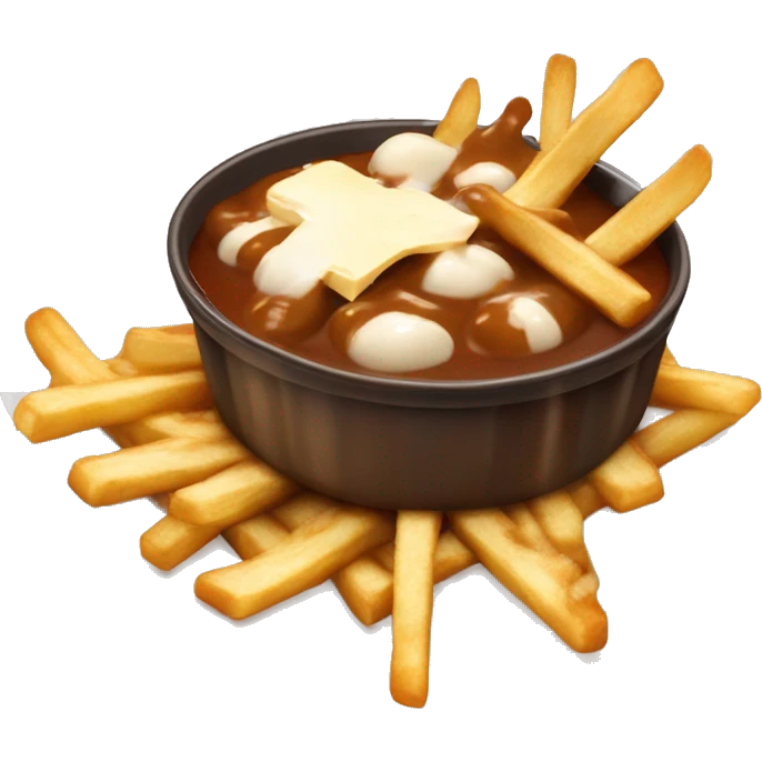 “Quebec poutine with crispy fries, melted white cheese curds, and rich brown gravy.” emoji