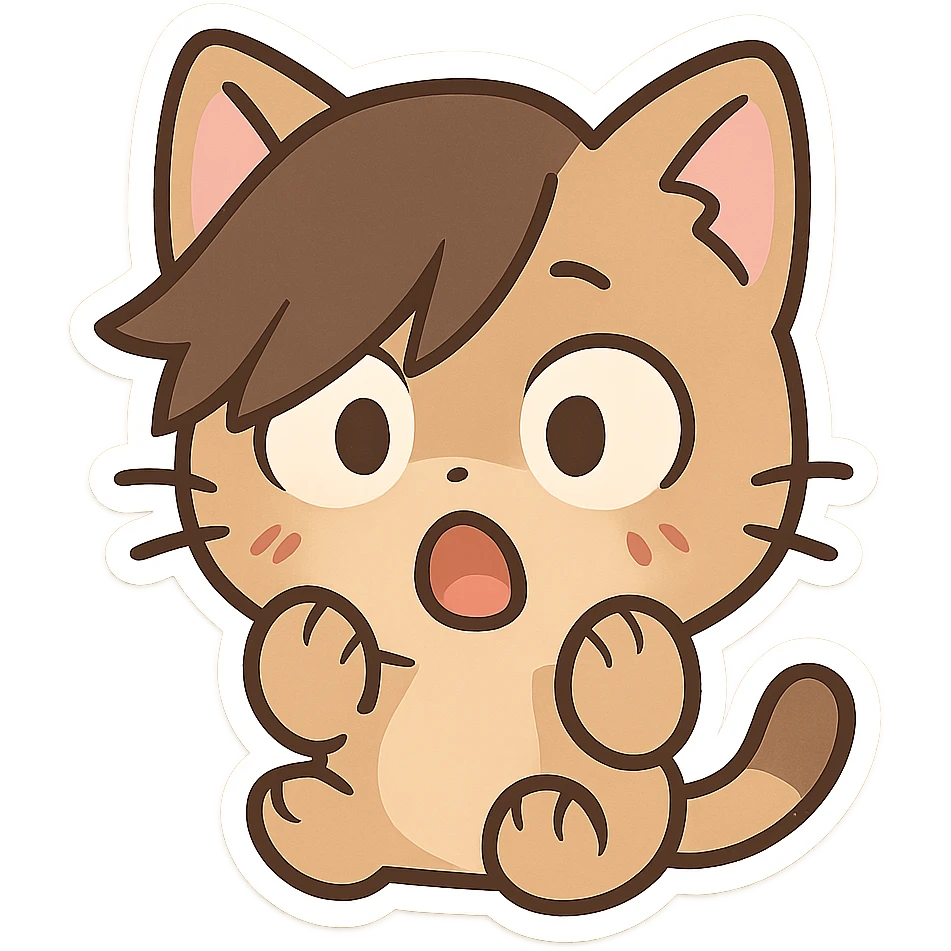 surprised cat with a strange asymmetrical haircut emoji