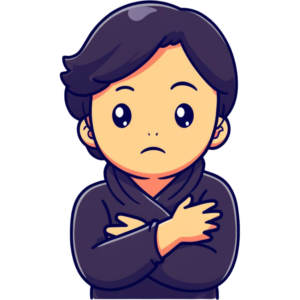 arms crossed holding neck crying girl emoji