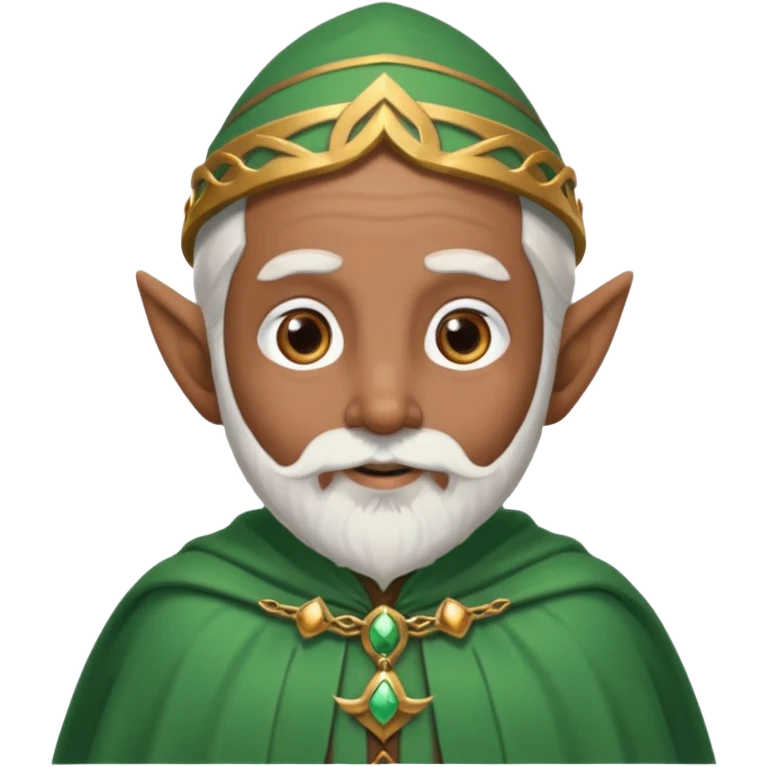 Wise elf with white beard, brown skin and cape emoji