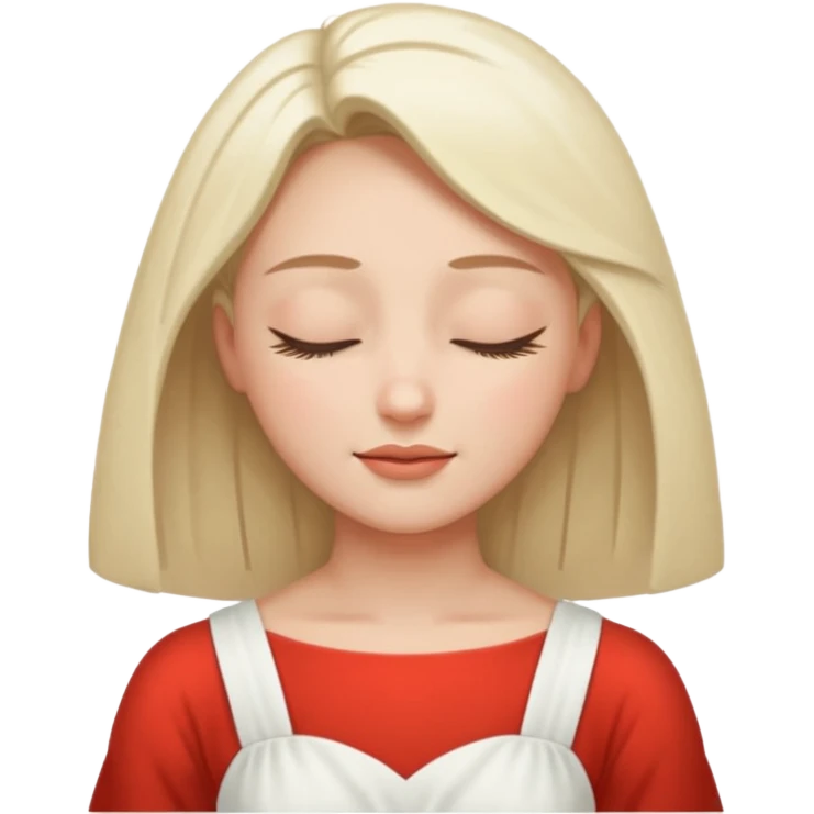 closed eyes relieved facial expression in a white dress emoji