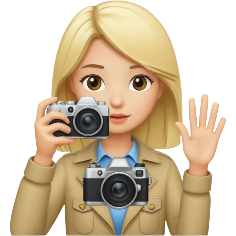 blonde girl photographer cartoon taking picture emoji