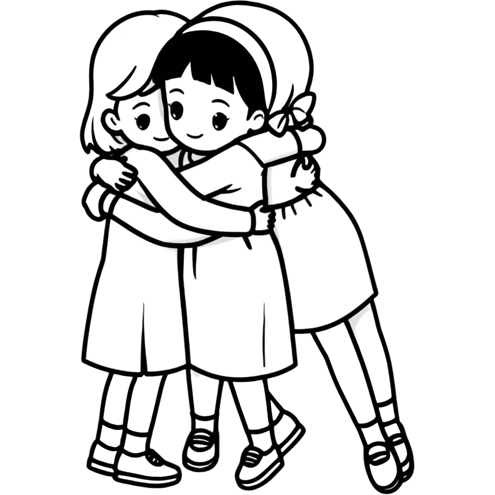 Two black girls hugging  emoji
