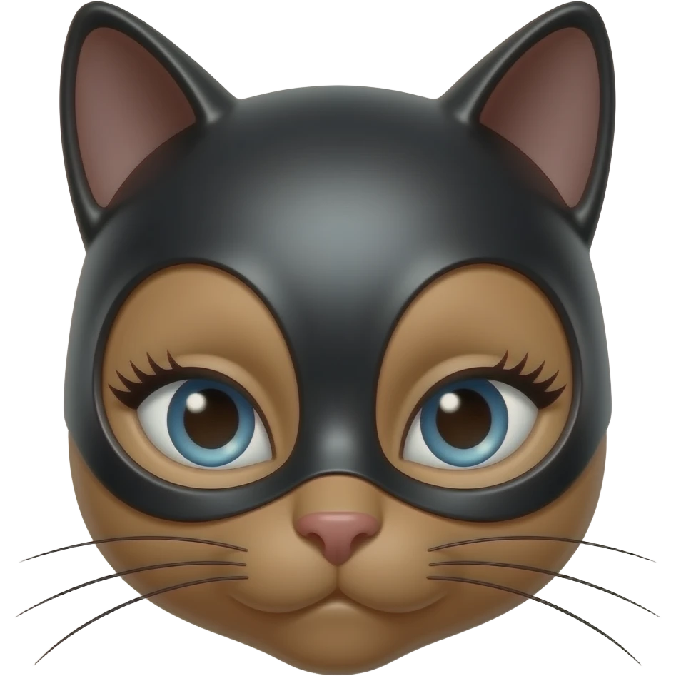 Only show the slim head A brown cat that looks like Cat woman with long lashes blue eyes emoji