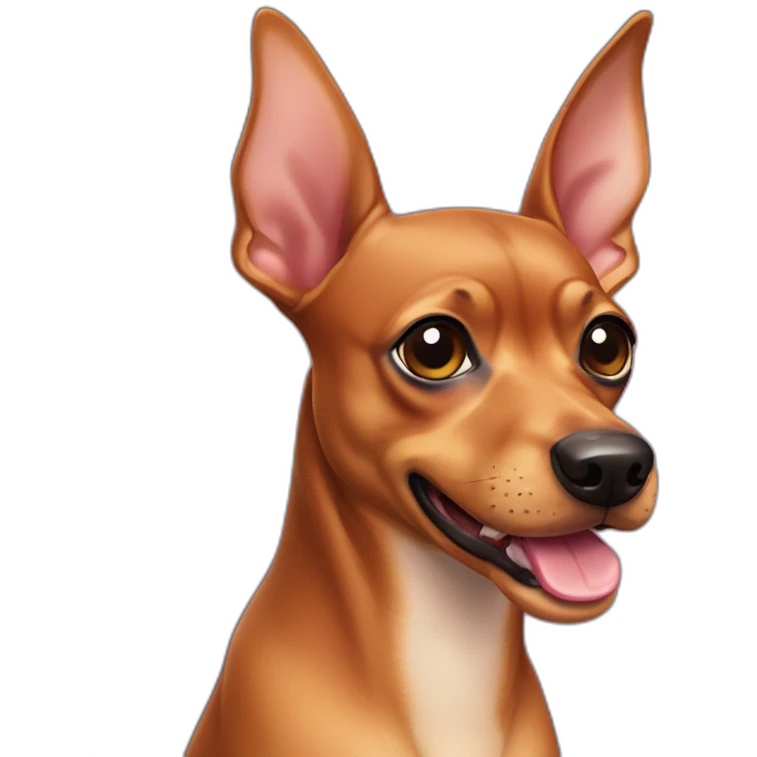 13 year old minature pinscher with piece of left ear missing emoji