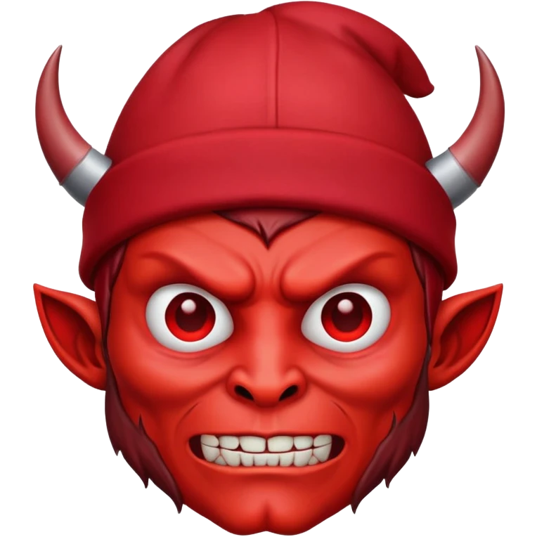 devil with red skullcaps on his face emoji