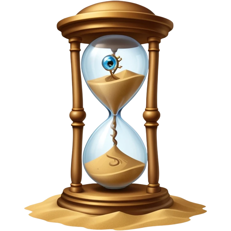 A timekeeping beast with eyes and an hourglass-shaped torso filled with enchanted sand that flows upward instead of down, surrounded by clockwork appendages that tick in rhythm with nearby life forces. emoji