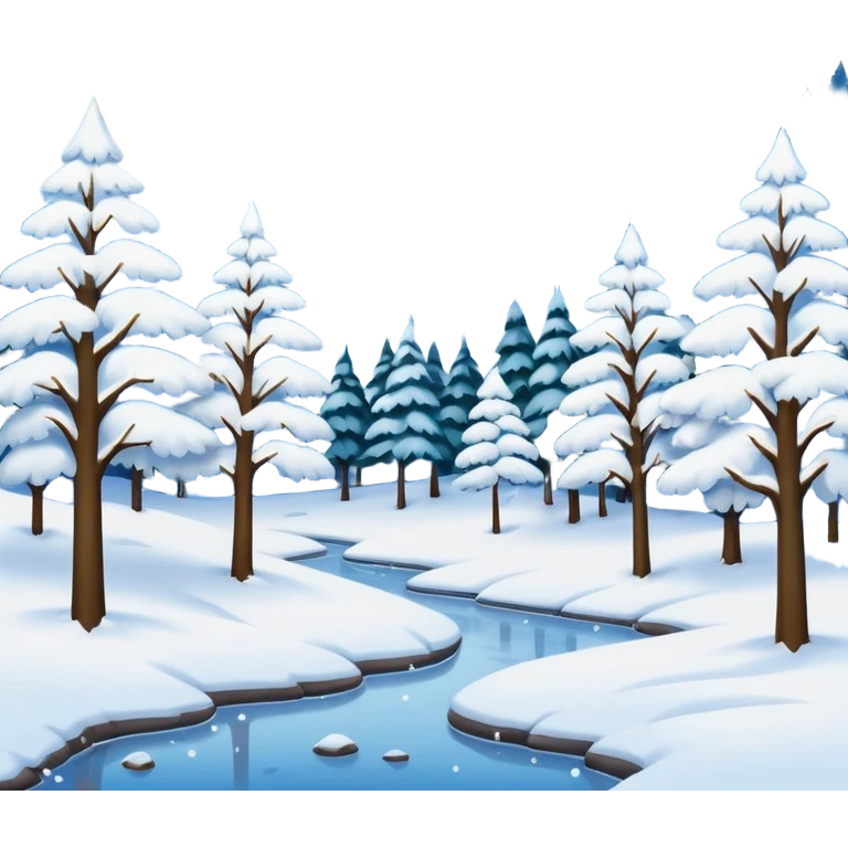 painting with snowing landscape emoji