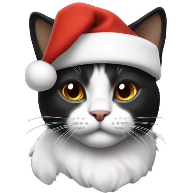 Cat colours black white bronw with santa hat emoji