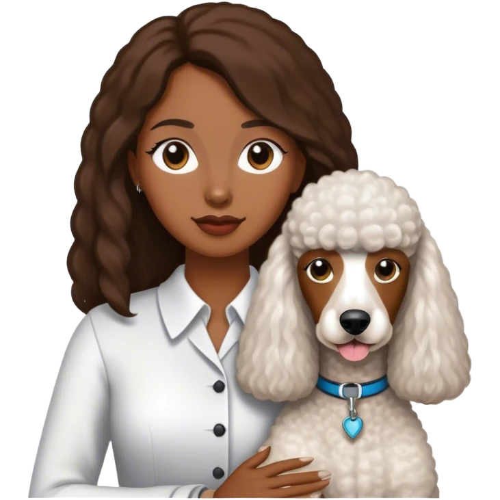 White Standard Poodle and Straight long hair brown skin Women emoji