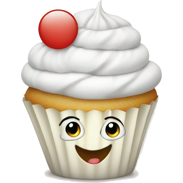 White cupcake with a happy face emoji