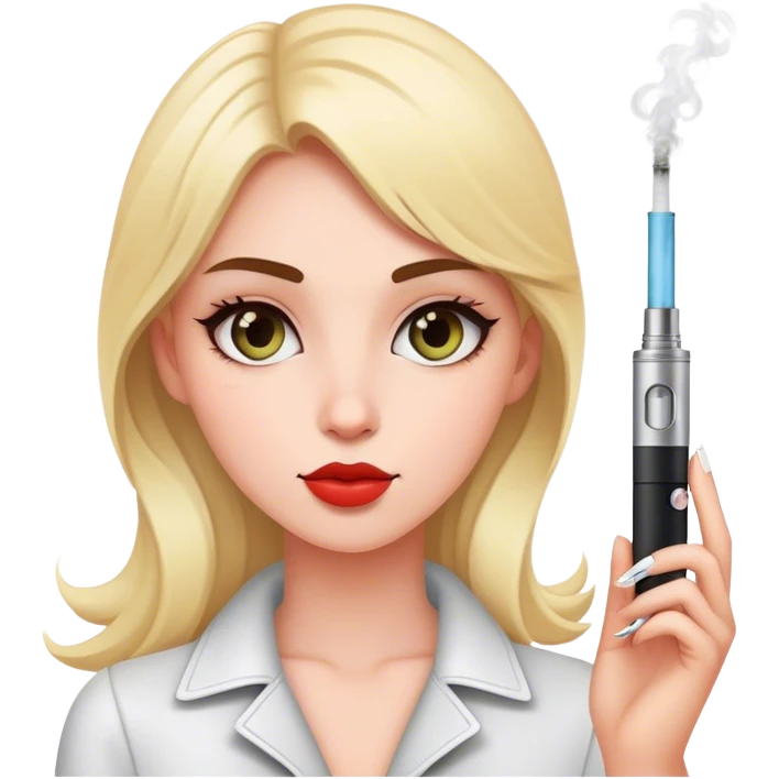 A girls holds an electronic cigarette emoji