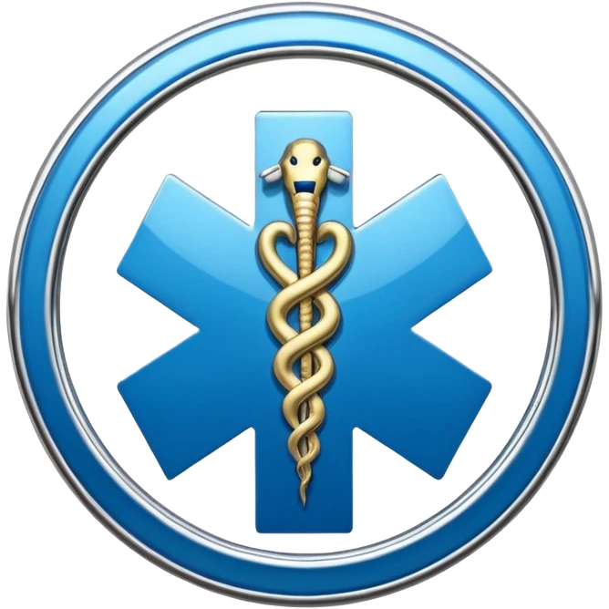 simple blue medical star of life symbol with rod and snake emblem emoji