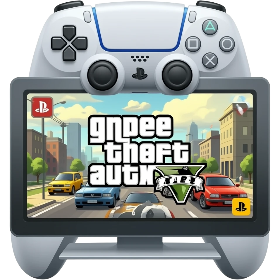 icone mannette ps5 dans un ecran tele et sur l ecran tv gta 5 emoji