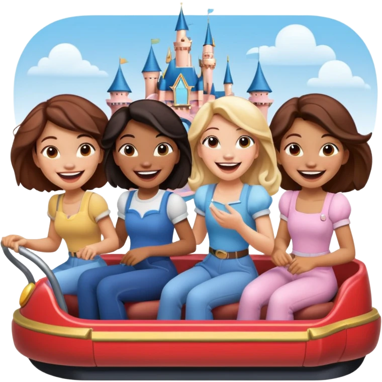 quatro chicas montadas en una atraccion de Disney paris emoji