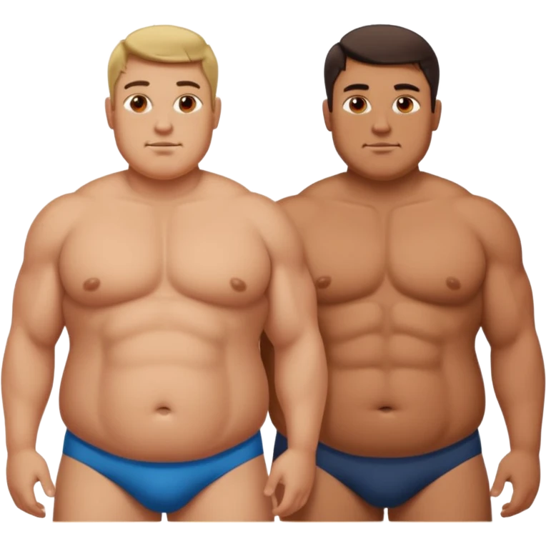 two men "before/after" the same but first fat then muscular emoji