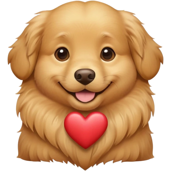 Golden retriever with a heart emoji