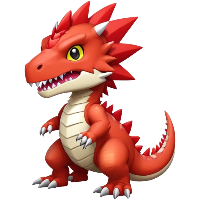 Cute Baby Chibi Digimon-Tyrantrum-Tyrunt-hybrid (full body) emoji