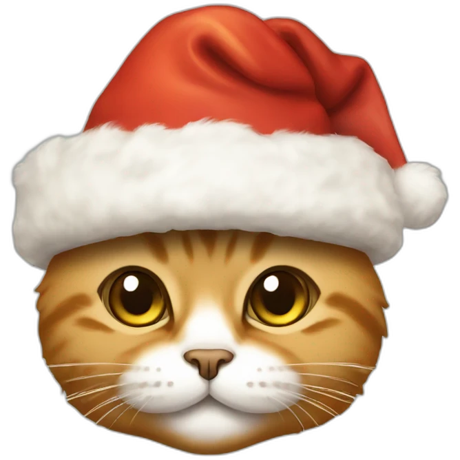 Fluffy cat caramel Christmas hat emoji