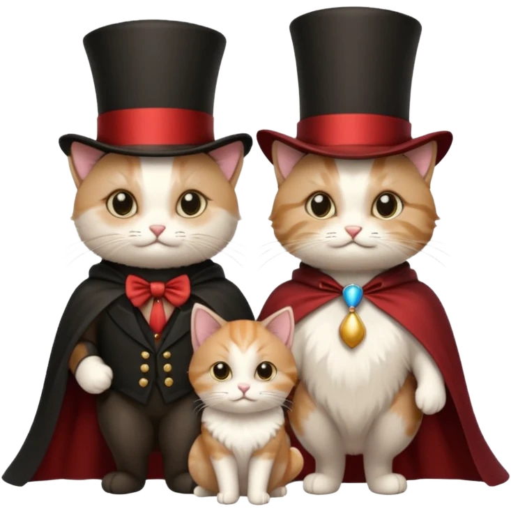 magician couple and their pet cat emoji